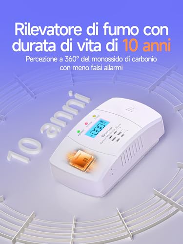 Heiman Carbon Monoxide Detector with LCD Display, Electrochemical Sensor 10 Years, 85 dB Alarm, 5 Year Replaceable AA Batteries, EN 50291 CE UKCA RoHS Certified - HM-722ESY