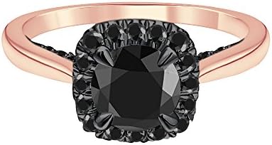 Smjewels Cluster Engagement &amp; Wedding Ring 14K Rose Gold PL 1.20Ct Round Cut Black CZ Diamond