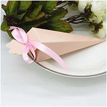 50pcs Confetti Cone Favour Boxes Party Wedding Gift Box Candy Buffet Paper Cones (1.57 * 1.57 * 6.10 inch) Pink