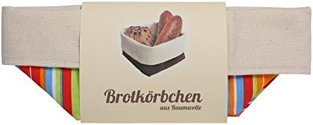 slowroom Bread Basket, Gift Set – Colourful Stripes, Cotton – 12.5 x 12.5 x 10 cm