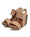 REFRESH New Women Leatherette Open Toe Elastic Slingback Wedge Sandal EE10 - Taupe