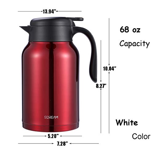 SDREAM 68 Oz Coffee Carafe Stainless Steel Double Walled Thermal Carafe