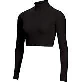 chassé Girls Long Sleeve Cropped Bodysuit, Mock Neck Cheerleading Shirt