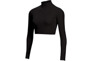 chassé Girls Long Sleeve Cropped Bodysuit, Mock Neck Cheerleading Shirt