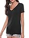 Hotouch Blouse Women's V-Neck Clubwear Comfort Fit T Shirt (Black M)