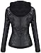 Tanming Women's Removable Hooded Faux Leather Jackets