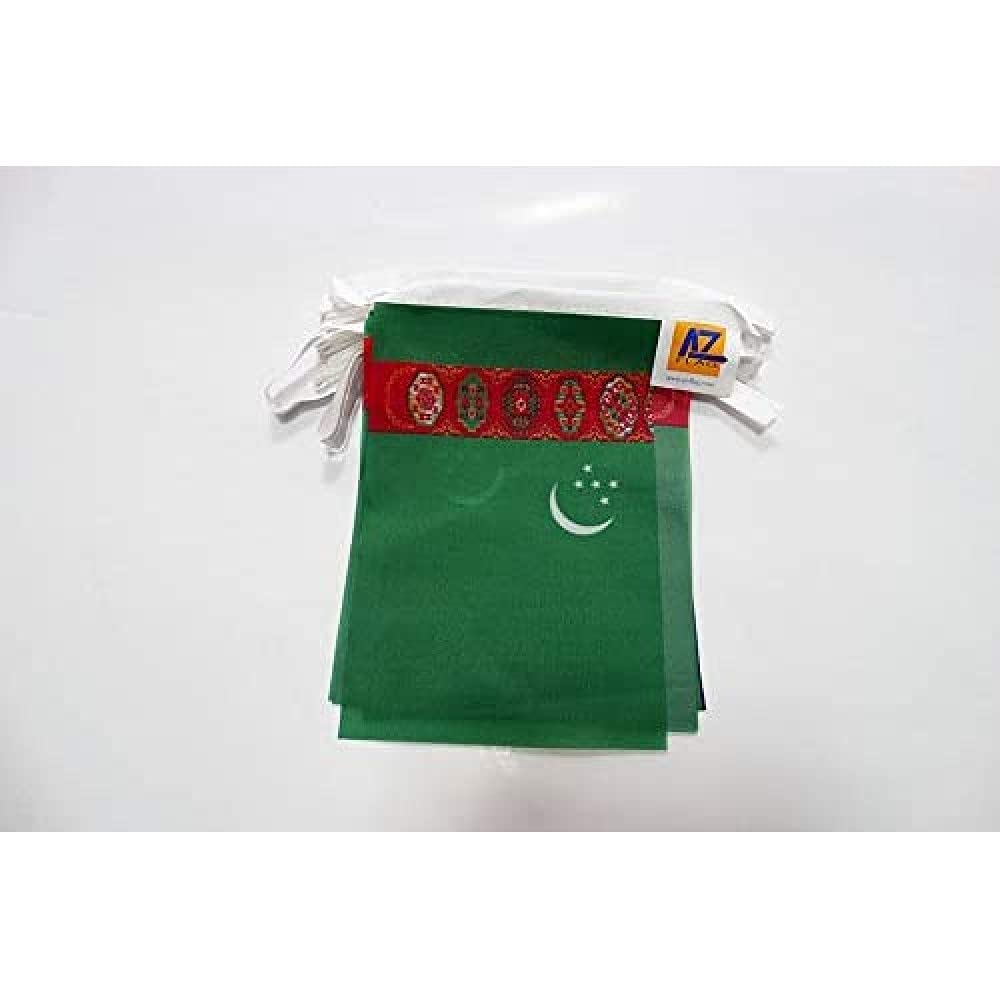 AZ FLAG Turkmenistan Bunting Flag, 20 Ft Garland with 20 Small Turkmen Flags 8'' x 6'', 100% Polyester String Pennant, 6 meters — image 1