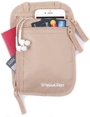 TravelZen Security Wallet, A RFID Blocking Neck Passport Pouch plus Dummy Wallet. Smart monotone colours and extra secure for riskier travels.