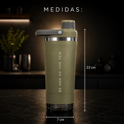 Coqueteleira Térmica ELLYM NUTRITION 600ml Com Compartimento Whey Inox Academia Profissional Shaker (Verde)