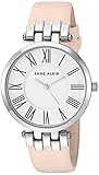 Anne Klein Women's AK/2619SVLP Silver-Tone and Light Pink Leather Strap Watch