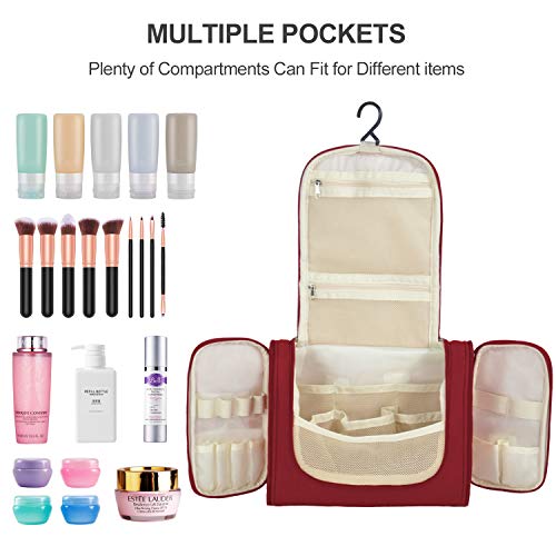 Hanging Toiletry Bag for Women & Men, OMYSTYLE Portable Travel Kit Bag, Waterproof Bathroom Toiletries Organizer with Hook for Makeup, Cosmetic, Shaving, Shampoo (Travel Size, Red) 5 Hanging Toiletry Bag for Women & Men, OMYSTYLE Portable Travel Kit Bag, Waterproof Bathroom Toiletries Organizer with Hook for Makeup, Cosmetic, Shaving, Shampoo (Travel Size, Red)