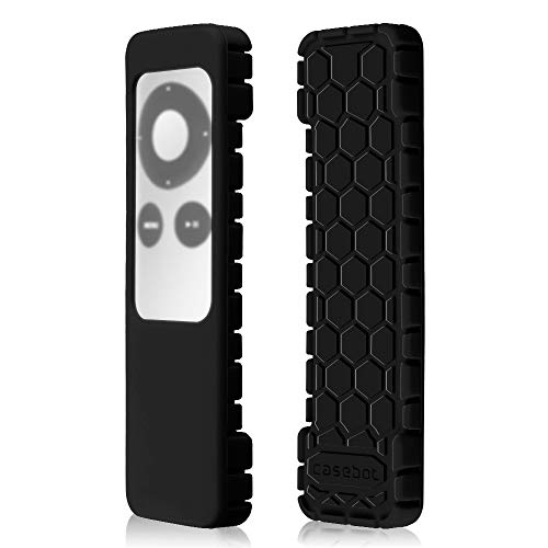 Fintie Protective Case for Apple TV 2 3 Remote Controller - Casebot (Honey Comb Series) Light Weight (Anti Slip) Shock Proof Silicone Sleeve Cover, Black