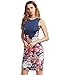 Floerns Women's Sleeveless Floral Work Party Cocktail Bodycon Dress Blue XL