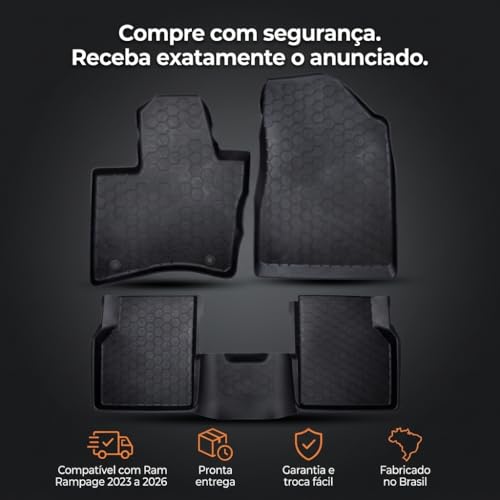 Tapete Borracha para Rampage 2024 2025 2026 Bandeja Bordas Elevadas Impermeável