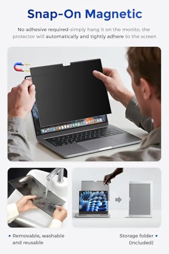 Ssumght [2-Pack] Magnetic Privacy Screen for Macbook Air 13.6 & 13 Inch (2022-2025, M2, M3, M4, Pro, Max), Removable Laptop Screen Privacy Shield, Anti Blue Light Glare Filter for Mac Air 13.6" Laptop