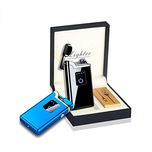 SunTime Dual Arc Lighter with Flashlight Plasma USB Rechargeable Flameless Windproof Mini Electric Double Arc Lighter for Cigar Candle Cigarette Pipe (Rainbow) - Thumbnail 5