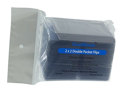 Archival Quality Safe Coin Flips - 100 Pack with Inserts, 2x2