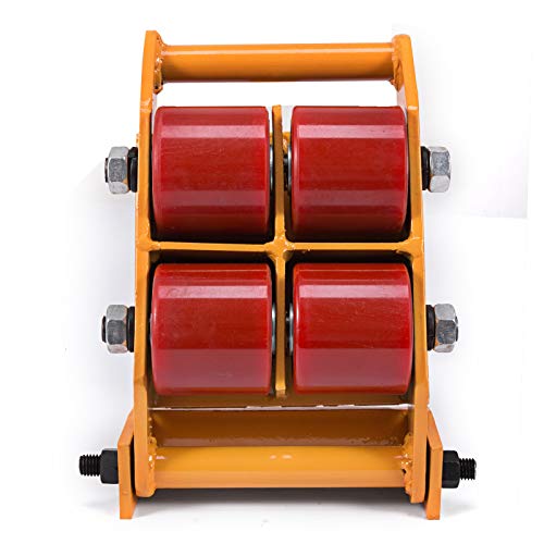 OrangeA Industrial Machinery Mover 6T+2X2.5T Capacity Machinery Moving Skates w/Steel Rollers Cap 360 Degree Rotation Machinery Mover Dolly with 39 Inch Push Rod (11T)