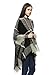 Women's Knitted Cardigan Plaid Irregular Shawl Poncho Cape Sweater Coat (Black)