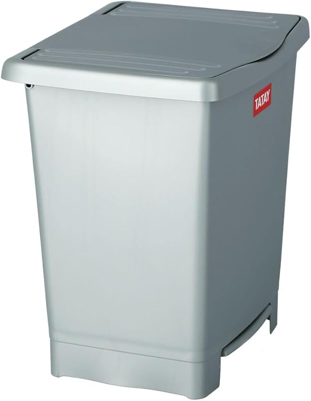 Lixeira para pedal tatay millenium, capacidade 23l, pedal retrátil, polipropileno, sem bpa, saco de lixo 30l, cinza, medidas 33,5 x 30 x 39cm