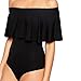 May&Maya Women's Off Shoulder with Ruffle Overlay Bodysuit