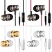 homEdge Wholesale 4 Packs in-Ear Earphone with Mic and Remote Control, 3.5mm Wired Tangle Free Earbuds Headset Headphone for Smartphone, Desktop, Laptop, MP3, Walkman (Black+White+Red+Golden)