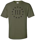 Three Percenter T-Shirt - Military Green Front Print - XL