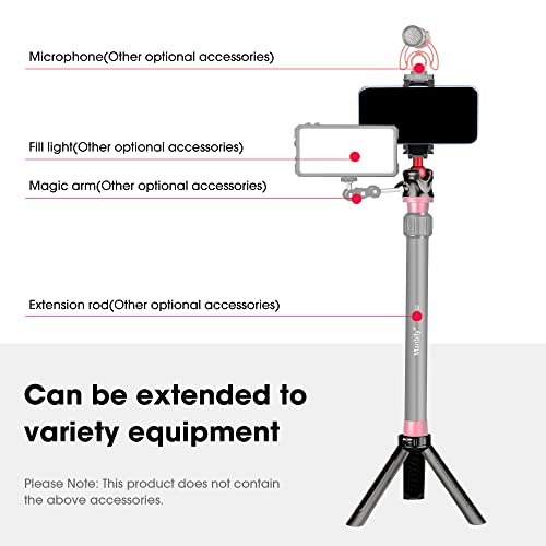 Manbily Mini Phone Camera Tripod Stand with Removable Ball Head & Cellphone Holder,Portable Handheld Grip Desktop Tabletop Small Vlog Tripod Mount for DSLR Camera/iPhone/Webcam (MT-07)
