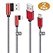 USB Type C Cable Certified, MIUOLV USB C Fast Charger Cable 2 Pack 10ft 90 Degree Nylon Braided Quick Charging Sync Cord for Samsung Galaxy S9 S8 Note 9, Moto Z2 G6, Red Grey