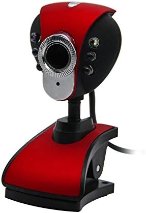 Webcam - USB 2.0 HD Web Camera with Build-in Microphone Clip-on 360 Degree By Leocam (Red)