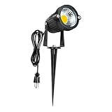 Romwish 5W LED Landscape Lights - AC120V Outdoor Spot Light 3000K Warm White Pathway Light, IP65 Waterproof for Driveway, Yard, Lawn, Patio, Swimming Pool, Garden Lights with Spike Stand(1 Pack)