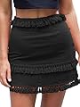 FAFOFA Womens Sexy High Waist Tassel Fringe Bodycon Tight A-line Mini Skirt