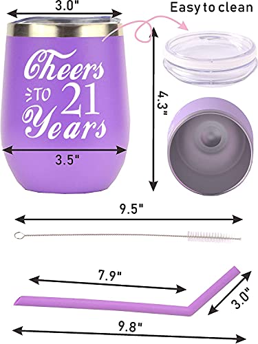MEANT2TOBE 21ST BIRTHDAY GIFTS FOR WOMEN – TUMBLER SET FOR HER, PURPLE – TURNING 21 YEAR OLD GIFT IDEAS