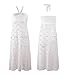 Moxeay® Women Bikini Swimwear Cover up Mesh Hollow Out Lace Crochet Dress (One Size, White)