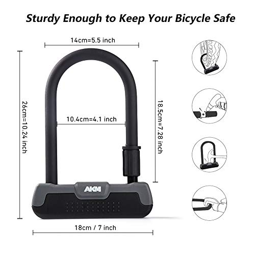 image for AKM Bike U Lock-Heavy Duty Bicycle U Lock 18mm Bike Lock Shackle with 