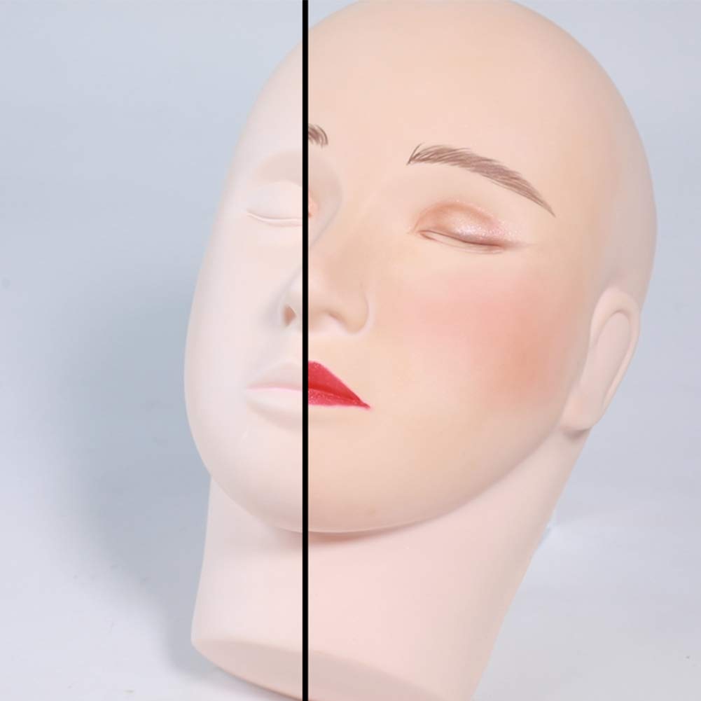 LASHVIEW Eyelash Mannequin head, Rubber Practice Makeup Head, Mannequin Head, Training Head Manikin, Cosmetology Flat Mannequin Head, Make Doll Head, Eyelashes Makeup Mannequin Head : Beauty