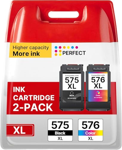 PG-575 CL-576 XL Replacement for Canon 575 576 XL Cartridges for Pixma TS3750i TR4750i TS3550i TS3551i TS3752i TS3751i TR4755i TR4751i TR4756i (Black and Color, 2-Pack)