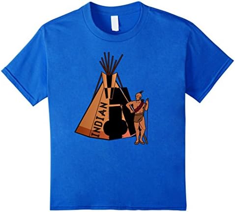 Kids Indian Teepee T-shirt Boys Girls Child Indigenous  6 Royal Blue