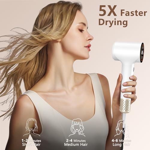 TQQ Hair Dryer, 400 Million Ion Plasma Hairdryer, Brushless Motor 110,000 RPM for Fast Drying, Professional Hair Dryer 57 dB Suitable for Travel and Home