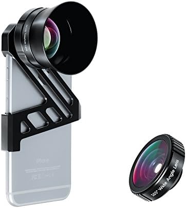 iPhone Camera Lens Kit for iPhone 6/6s - AiKEGlobal AK030 165° Wide Angle + 3x Optical Zoom Telephoto Cell Phone Camera Lenses with Lens Hood &amp; Aluminum Bracket for Fast &amp; Easy Lens Swap