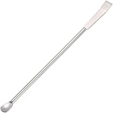 uxcell Micro Lab Sampling Reagent Spoon 304 Stainless Steel 2 in 1 Double Head Laboratory Mixing Spatula 125mm 2Pcs