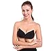 Aedo Strapless Self Adhesive Silicone Invisible Backless Push-up Bras for Women (Cup DDD, Black)