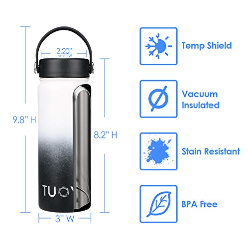 TUOYI Insulated Water Bottle BPA Free Leak-Proof Cap Double Vacuum Stainless Steel Portable Sports Water Bottle with Straw Keeps Water Stay Cold for 24 Hours, Hot for 12 Hours (Deep Blue 40oz)