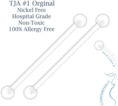 Pair of 16G Medical Grade Flexible Nipple Barbell Retainer Ring with Clear UV, Nickel and Allergy Free