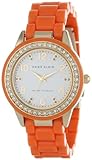 Anne Klein Women's 10/9956WTOR Swarovski Crystal Accented Gold-Tone Orange Resin Bracelet Watch