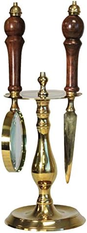 3 Piece Handcrafted Replica Magnifying Glass and Letter Opener Desk Set