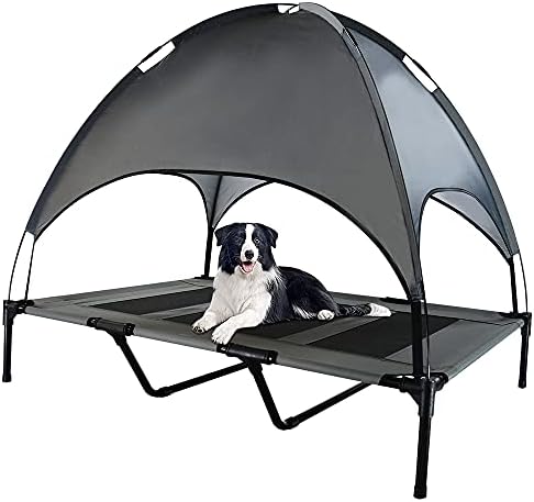 Elevated Dog Bed with Canopy (Extra Large), Portable Raised Pet Cot for ...