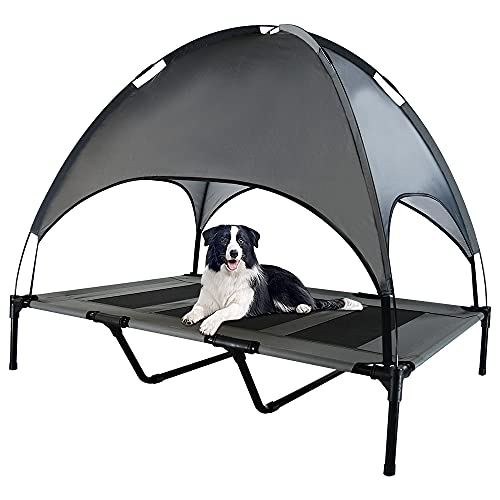Elevated Dog Bed with Canopy (Extra Large), Portable Raised Pet Cot for