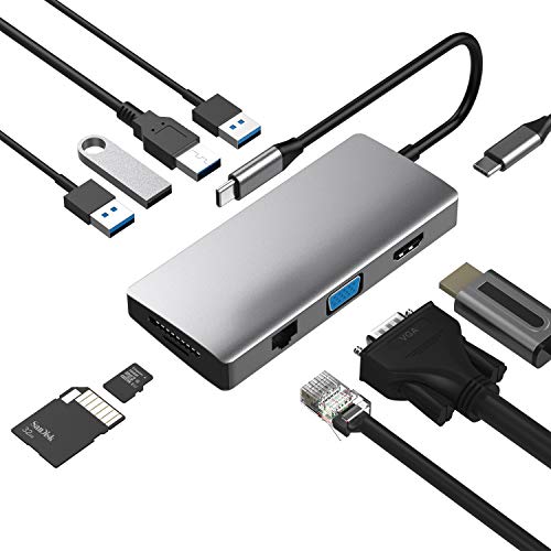 Buy USB C Hub Adapter, EMATETEK 10in1 Type C Docking Station with