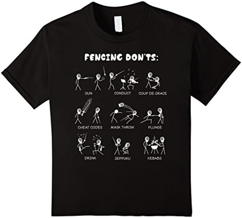 Kids Fencing Funny T-Shirt - Don't Cartoon Tee & Gift 12 Black